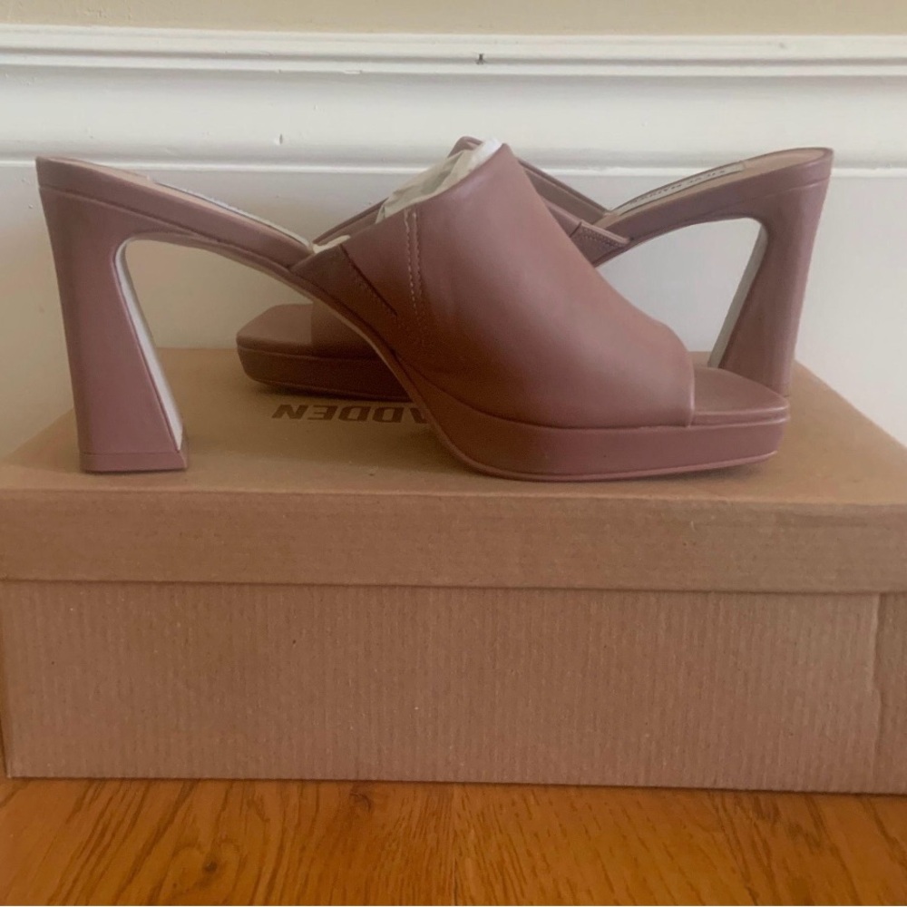 Steve Madden Pink Mules with Chunky Heel
